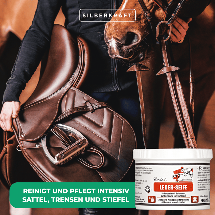 Glattleder-Pflege: Hochwirksame Seifenpaste für Pferdeequipment - Silberkraft