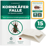 15x graankeverval met geïntegreerde speciale lokstof van Silberkraft - biocidevrije lijmval tegen graankevers en opgeslagen productongedierte