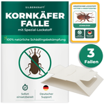 3x graankevervallen met geïntegreerde speciale lokstof van Silberkraft - biocidevrije lijmval tegen graankevers en opgeslagen productongedierte