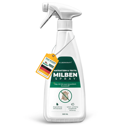 Milbenspray für Matratzen & Textil - Milben im Bett vertreiben - Silberkraft