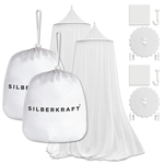 Dubbelpak klamboes met zelfklevende haken - Twee witte klamboes met montageset, ideaal voor thuis, op reis en op de camping. Beschermt betrouwbaar tegen muggen en insecten.