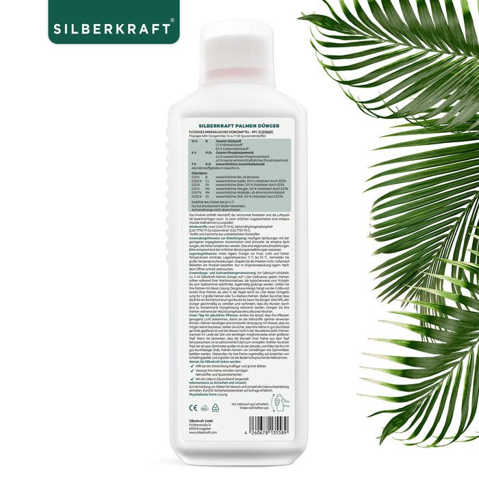 Palmendünger - Mineralischer NPK Flüssigdünger mit Stickstoff - Dünger für Palmen - Yucca Palmen Dünger - Palmen düngen - Silberkraft