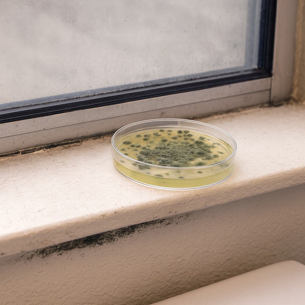 Schimmeltest binnenlucht met laboratoriumanalyse en vergelijking van buitenlucht binnenluchttest