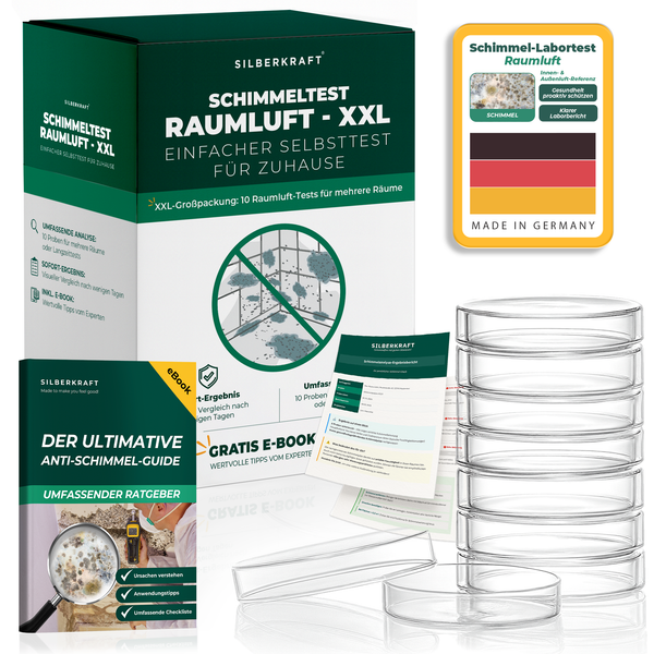 Schimmeltest ruimtelucht XXL – 10x schimmelzelftest voor thuis - Silberkraft