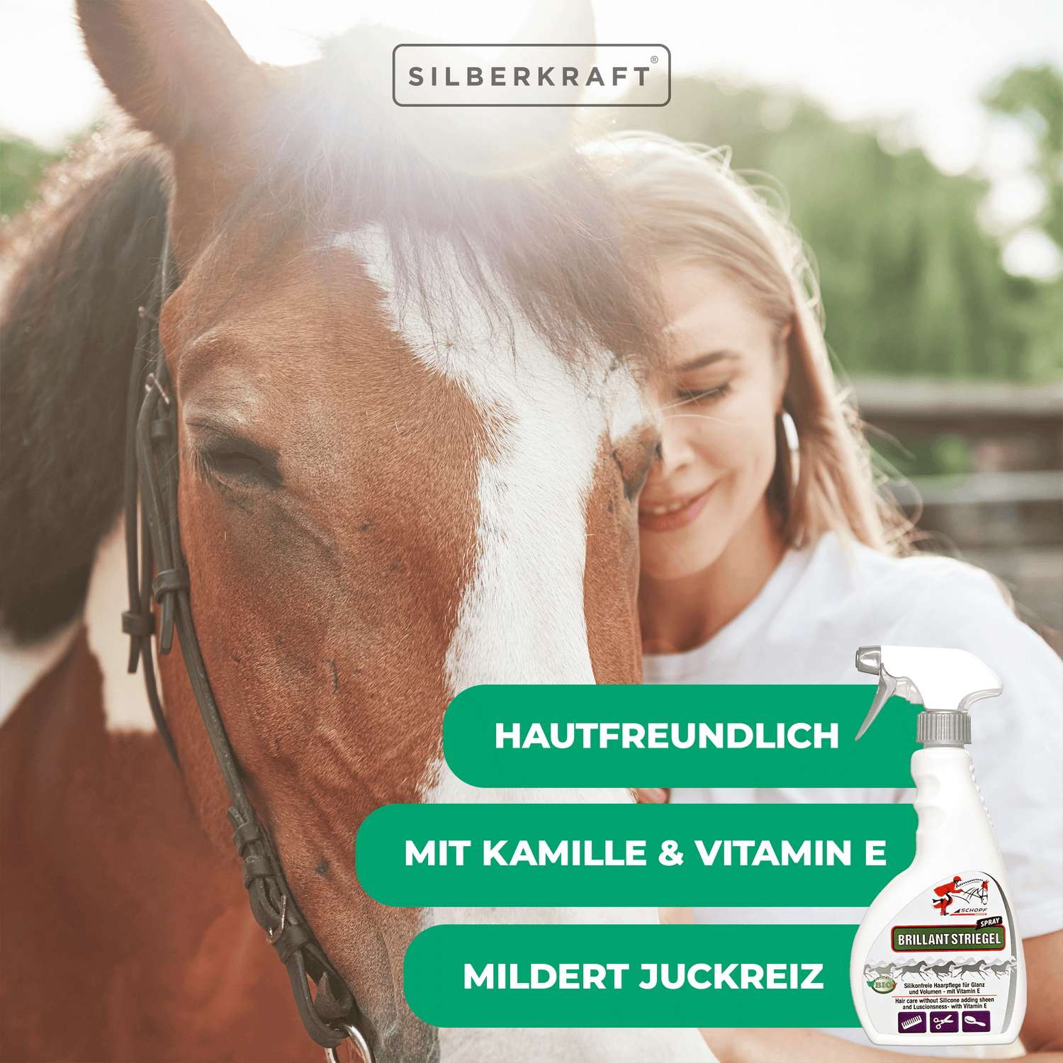 Schweif- und Mähnenspray Brillant für glänzendes Pferdehaar - Silberkraft