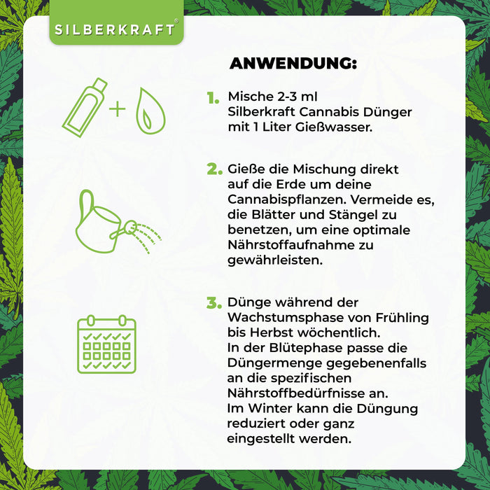 Cannabis Dünger - Mineralischer NPK Flüssigdünger mit Stickstoff - Dünger für Cannabispflanzen - Hanf Dünger - Silberkraft