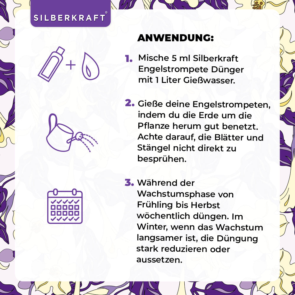 Engelstrompete Dünger - Mineralischer NPK Flüssigdünger mit Stickstoff - Dünger für Engelstrompete - Silberkraft