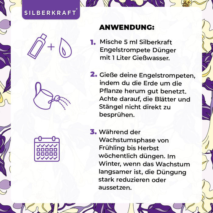 Engelstrompete Dünger - Mineralischer NPK Flüssigdünger mit Stickstoff - Dünger für Engelstrompete - Silberkraft
