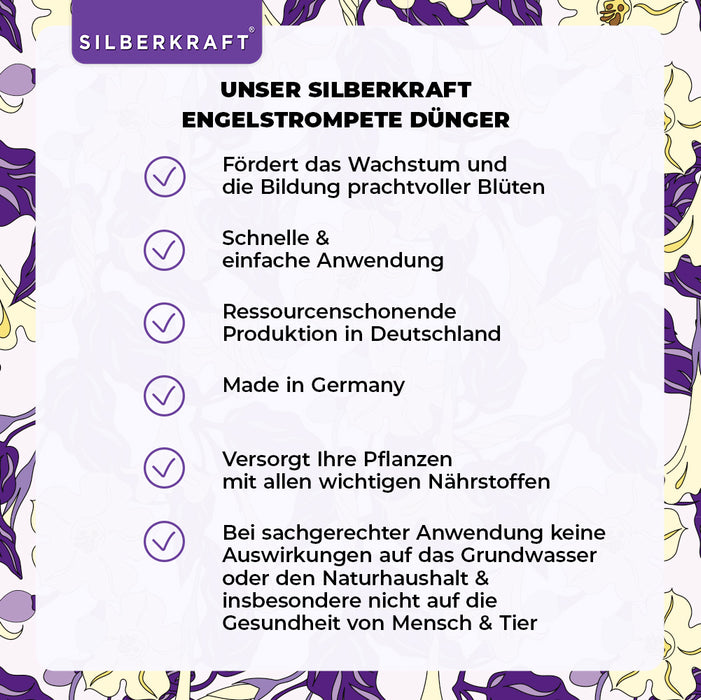 Engelstrompete Dünger - Mineralischer NPK Flüssigdünger mit Stickstoff - Dünger für Engelstrompete - Silberkraft