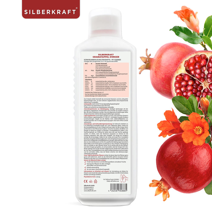 Granatapfel Dünger - Mineralischer NPK Flüssigdünger mit Stickstoff - Dünger für Granatapfelbaum - Silberkraft