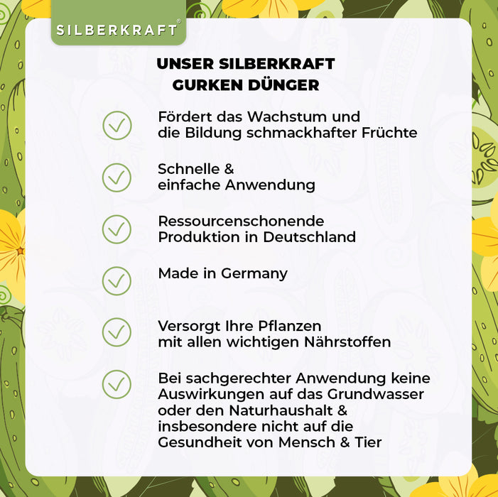 Gurken Dünger - Mineralischer NPK Flüssigdünger mit Stickstoff - Dünger für Gurkenpflanze - Gemüsedünger - Silberkraft