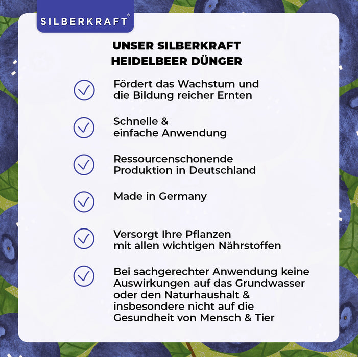 Heidelbeer Dünger - Mineralischer NPK Flüssigdünger mit Stickstoff - Dünger für Heidelbeeren - Blaubeer Dünger - Beerendünger - Silberkraft