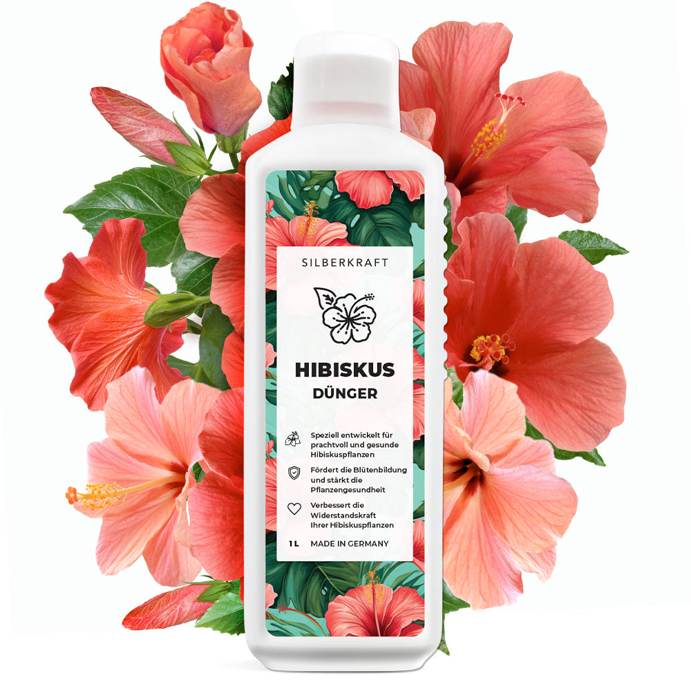 Hibiskus Dünger - Mineralischer NPK Flüssigdünger mit Stickstoff - Dünger für Hibiskus - Roseneibisch düngen - Silberkraft