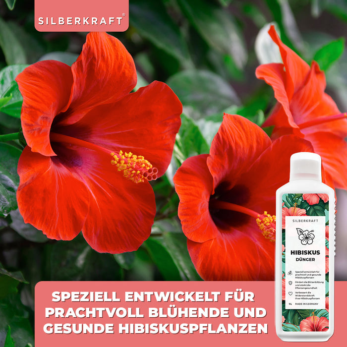 Hibiskus Dünger - Mineralischer NPK Flüssigdünger mit Stickstoff - Dünger für Hibiskus - Roseneibisch düngen - Silberkraft