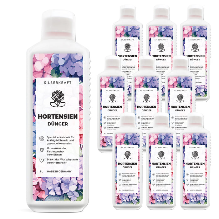 Hortensien Dünger - Mineralischer NPK Flüssigdünger mit Stickstoff - Dünger für Hortensien - Hydrangea macrophylla Dünger - Silberkraft