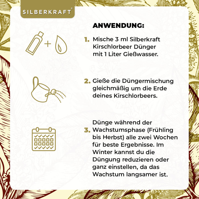 Kirschlorbeer Dünger - Mineralischer NPK Flüssigdünger mit Stickstoff - Dünger für Kirschlorbeer - Lorbeer Dünger - Silberkraft