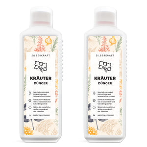 Kräuter Dünger - Mineralischer NPK Flüssigdünger mit Stickstoff - Dünger für Kräuter wie Basilikum, Rosmarin, Petersilie, Schnittlauch, Minze ,Salbei, Thymian und Liebstöckel - Silberkraft