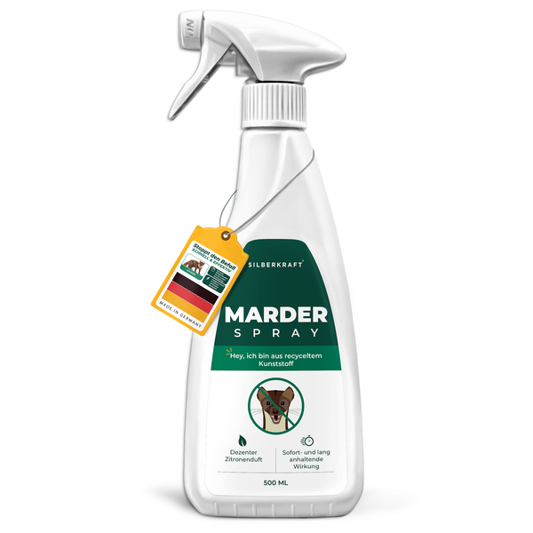 Silberkraft marterspray 500 ml – zeer effectieve anti-marterspray met onmiddellijke en langdurige bescherming. Ideaal voor auto, zolder, garage en tuin. Subtiele citroengeur