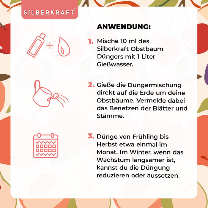 Obstbaumdünger - Mineralischer NPK Flüssigdünger mit Stickstoff - Dünger für Obstbäume - Apfelbäume und Kirschbäume düngen - Silberkraft