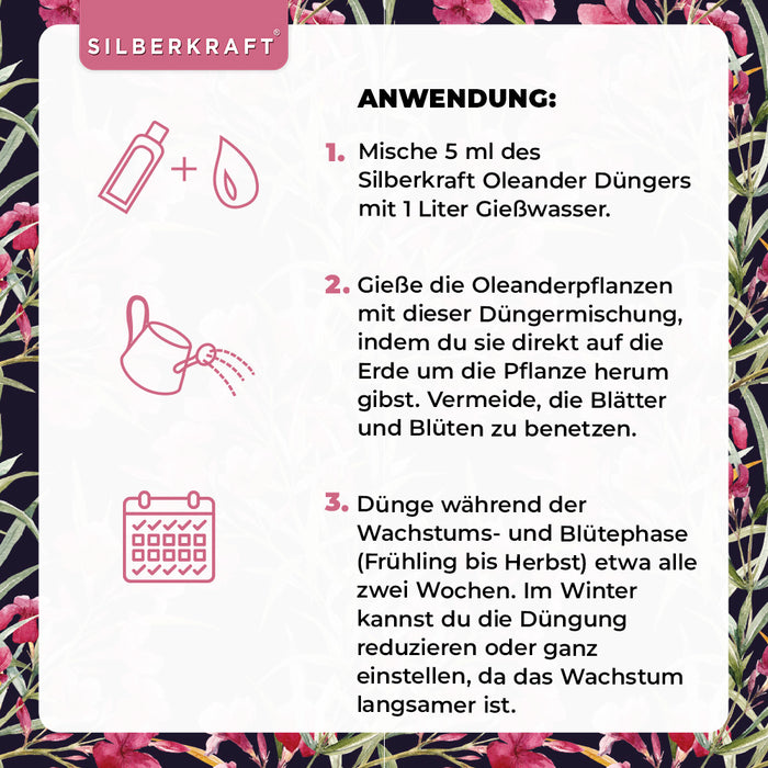 Oleander Dünger - Mineralischer NPK Flüssigdünger mit Stickstoff - Dünger für Oleander - Silberkraft
