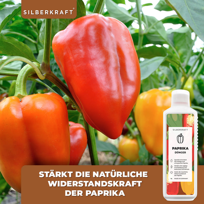 Paprika Dünger - Mineralischer NPK Flüssigdünger mit Stickstoff - Dünger für Paprika - Tomatendünger - Silberkraft