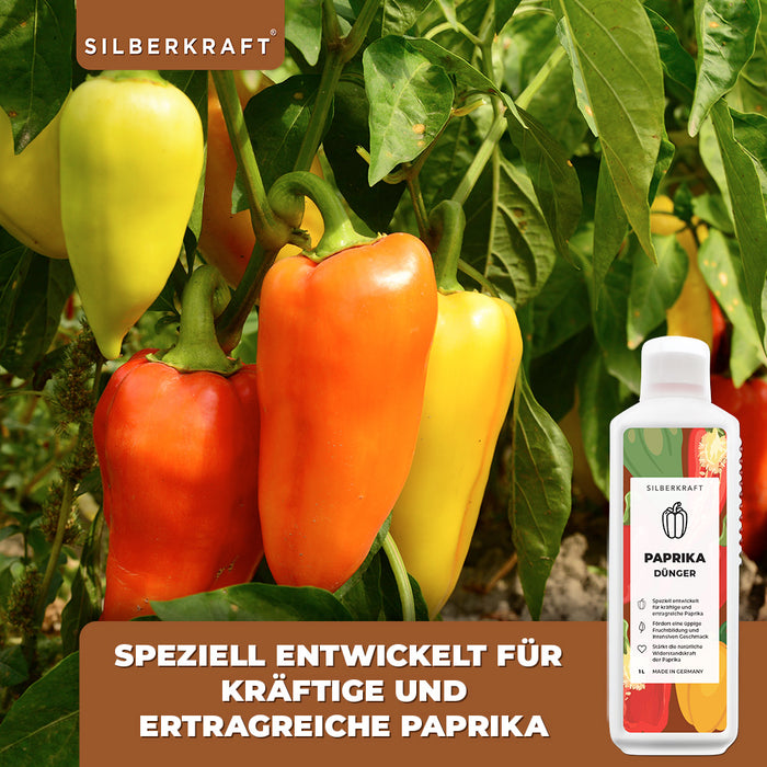 Paprika Dünger - Mineralischer NPK Flüssigdünger mit Stickstoff - Dünger für Paprika - Tomatendünger - Silberkraft