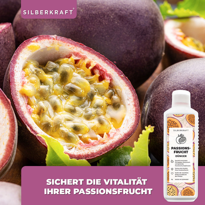 Passionsfrucht Dünger - Mineralischer NPK Flüssigdünger mit Stickstoff - Dünger für Passionsfruchtpflanzen - Maracuja Dünger - Passionsblumen Dünger - Exotischer Pflanzendünger - Silberkraft