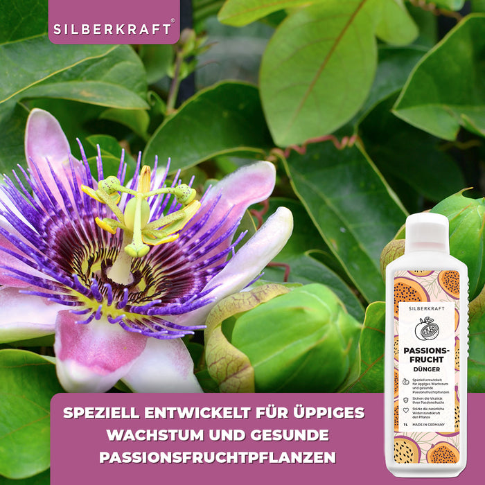 Passionsfrucht Dünger - Mineralischer NPK Flüssigdünger mit Stickstoff - Dünger für Passionsfruchtpflanzen - Maracuja Dünger - Passionsblumen Dünger - Exotischer Pflanzendünger - Silberkraft