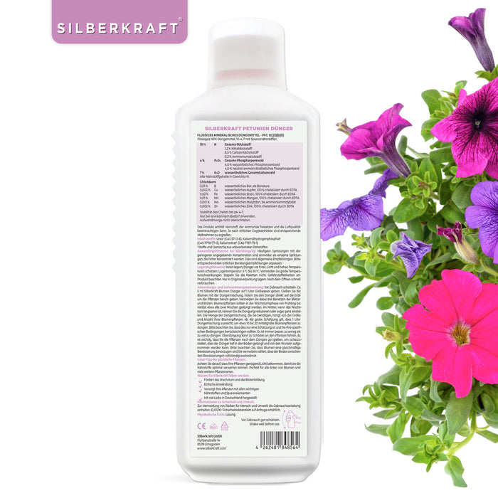 Petunien Dünger - Mineralischer NPK Flüssigdünger mit Stickstoff - Dünger für Petunien - Zauberglöckchen Dünger - Blumendünger - Silberkraft