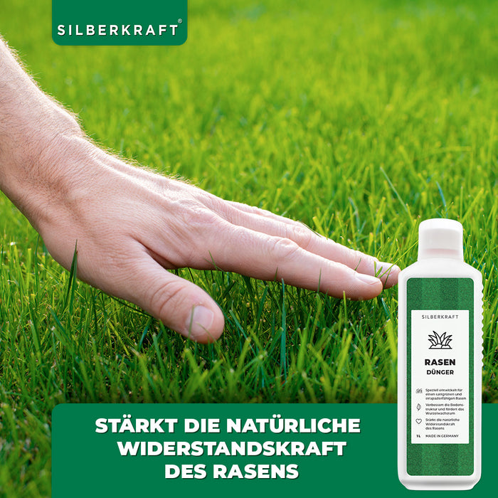 Rasen Dünger - Mineralischer NPK Flüssigdünger mit Stickstoff - Dünger für Rasen - Herbstdünger - Silberkraft