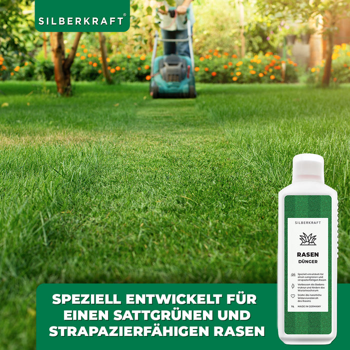 Rasen Dünger - Mineralischer NPK Flüssigdünger mit Stickstoff - Dünger für Rasen - Herbstdünger - Silberkraft
