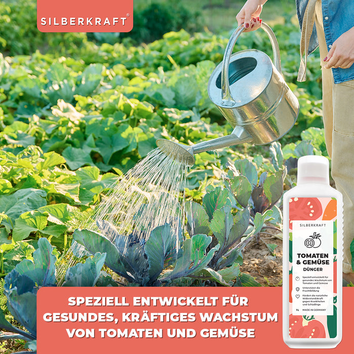 Tomatendünger - Mineralischer NPK Flüssigdünger mit Stickstoff - Dünger für Tomaten - Gemüsedünger - Silberkraft