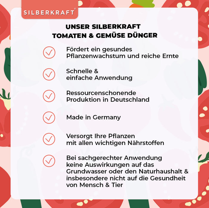 Tomatendünger - Mineralischer NPK Flüssigdünger mit Stickstoff - Dünger für Tomaten - Gemüsedünger - Silberkraft