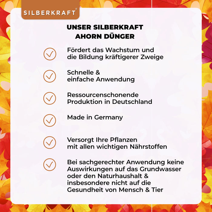 Ahorn Dünger - Mineralischer NPK Flüssigdünger mit Stickstoff - Dünger für Ahornbaum - Fächerahorn düngen - Japanischer Ahorn düngen - Silberkraft