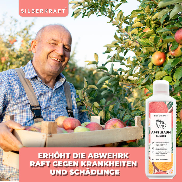 Apfelbaum Dünger - Mineralischer NPK Flüssigdünger mit Stickstoff - Dünger für Apfelbaum - Apfelbäume düngen - Obstdünger - Silberkraft