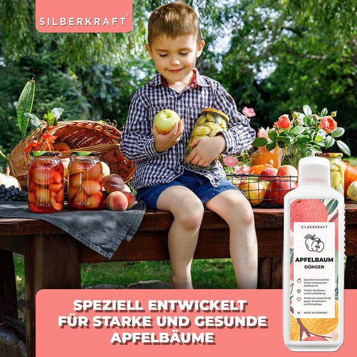 Apfelbaum Dünger - Mineralischer NPK Flüssigdünger mit Stickstoff - Dünger für Apfelbaum - Apfelbäume düngen - Obstdünger - Silberkraft