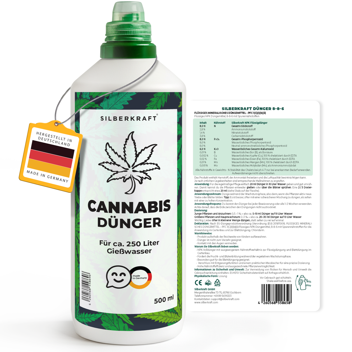 Cannabis Dünger für Wachstum & Blüte, Flüssigdünger für kräftige Pflanzen & hohe Erträge - Silberkraft