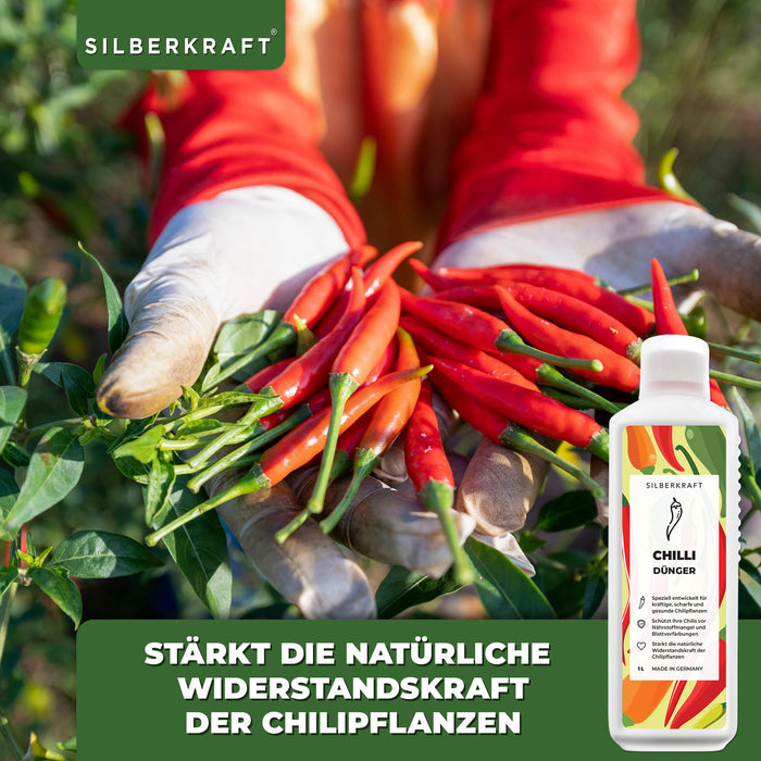 Chili Dünger - Mineralischer NPK Flüssigdünger mit Stickstoff - Dünger für Chilipflanzen - Peperoncini Dünger - Paprika Dünger - Silberkraft