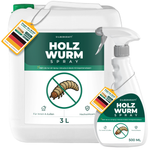 Combinatieset: 3 liter navulbus en 500 ml spuitfles Silberkraft houtwormspray.
