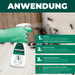 Een hand spuit Silverkraft mierenspray op een oppervlak waar mieren zitten.