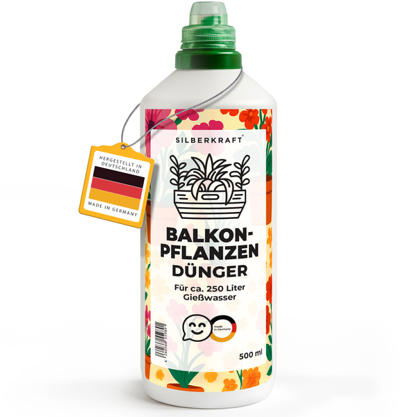 Balkonplantenmest - Minerale NPK vloeibare meststof met stikstof - Meststof voor balkonplanten - Bloembak- & potplantenmest - Silberkraft
