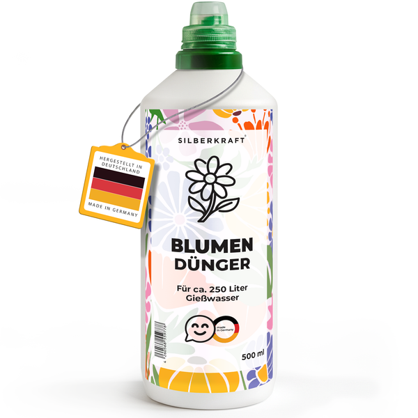 Bloemenmest - Minerale NPK vloeibare meststof met stikstof - Meststof voor bloeiende planten & tuinbloemen - Universele bloeiende plantenmest - Silberkraft
