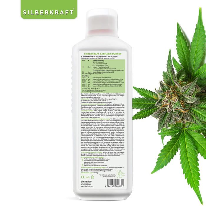 Cannabis Dünger - Mineralischer NPK Flüssigdünger mit Stickstoff - Dünger für Cannabispflanzen - Hanf Dünger - Silberkraft