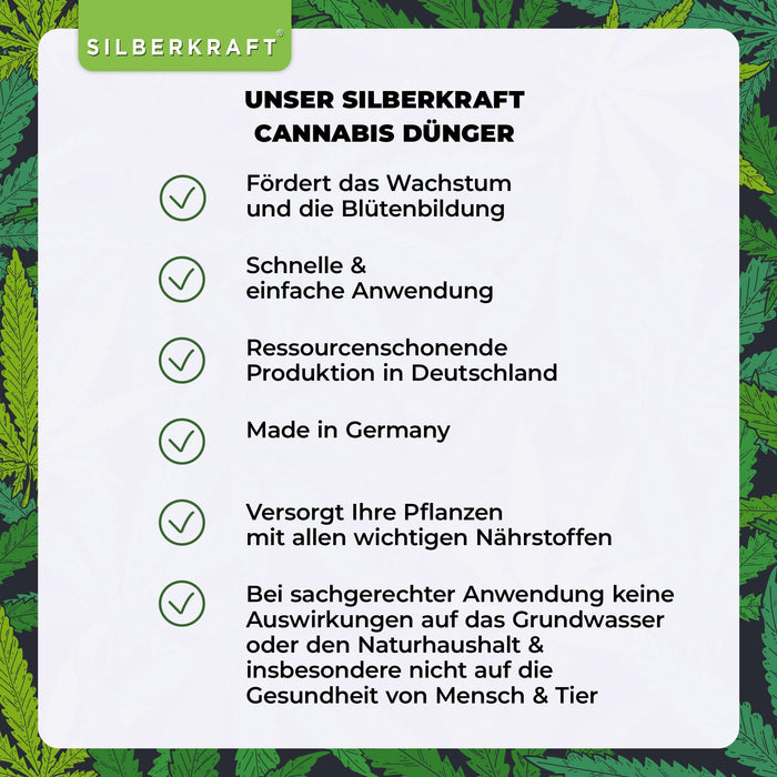 Cannabis Dünger - Mineralischer NPK Flüssigdünger mit Stickstoff - Dünger für Cannabispflanzen - Hanf Dünger - Silberkraft