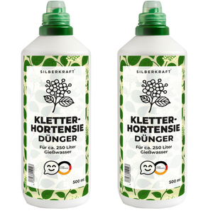 Kletterhortensiedünger – Mineralischer NPK Flüssigdünger mit Stickstoff – Dünger für Kletterhortensien – Gartenpflanzen-Dünger - Silberkraft
