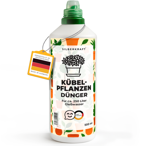 Kübelpflanzendünger – Mineralischer NPK Flüssigdünger mit Stickstoff – Dünger für Kübelpflanzen – Balkon- & Terrassenpflanzen-Dünger - Silberkraft