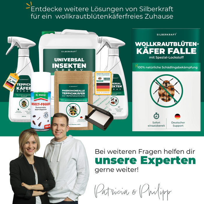 Silberkraft Produktübersicht mit Kornkäferfalle, Pheromonfalle und Lagerpirat – effektive Lösungen gegen Kornkäfer, Speckkäfer und Vorratsschädlinge