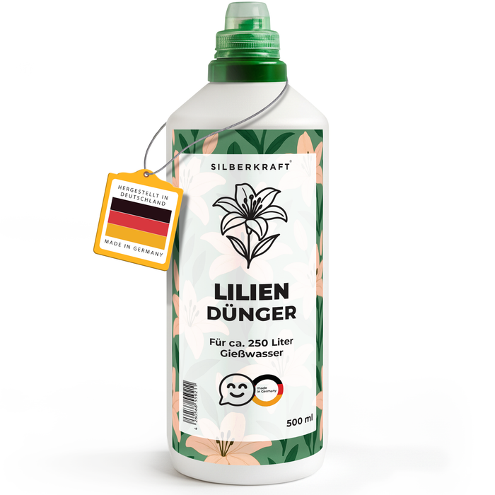 Liliendünger – Mineralischer NPK Flüssigdünger mit Stickstoff – Dünger für Lilien – Gartenstauden-Dünger - Silberkraft