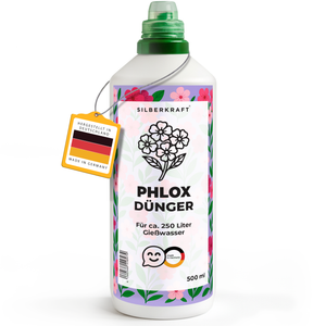 Phloxdünger – Mineralischer NPK Flüssigdünger mit Stickstoff – Dünger für Phlox – Stauden- & Gartenblumen-Dünger - Silberkraft