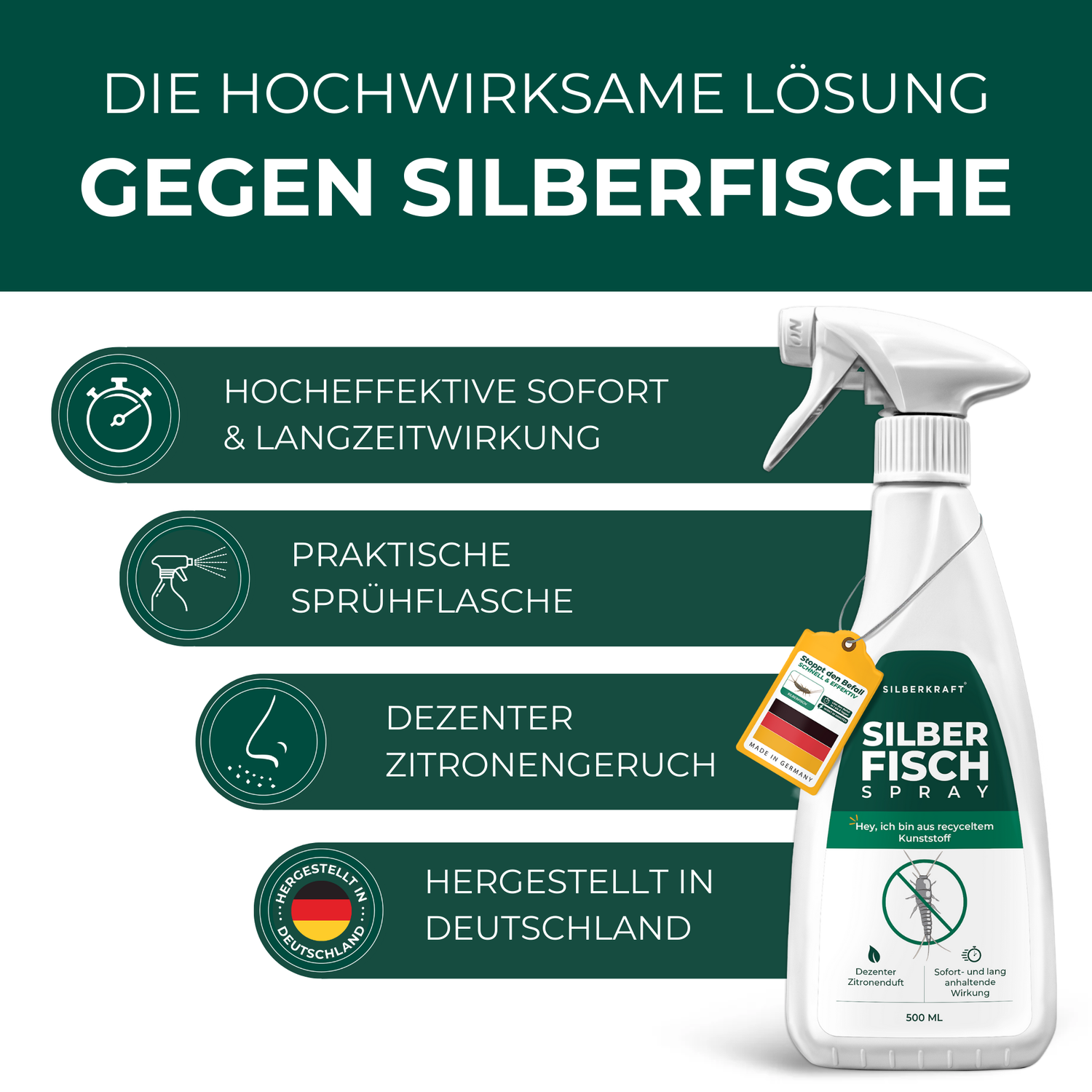 Silberfischspray - Silberfische / Papierfische vertreiben - Silberkraft